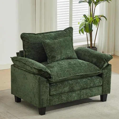 Miniatura 19 de Sofá modular seccional, sofá de nube con otomana, asiento profundo de felpilla en forma de L para sala de estar y apartamento