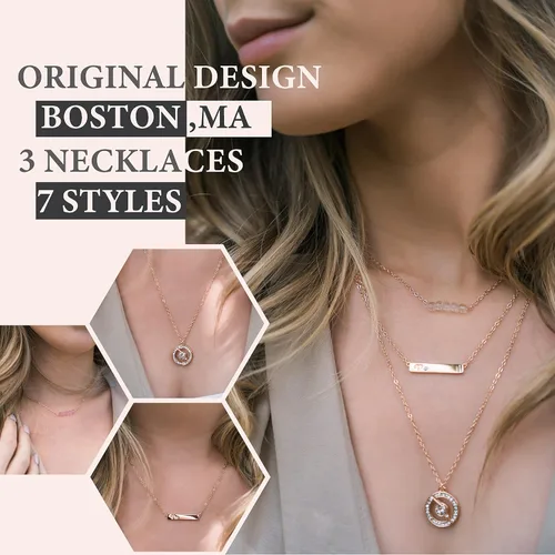 Miniatura 44 de Collar de cristal de 5 corazones, chapado en oro rosa de 18 quilates, colgante con cadena de plata de ley 925 de 18 + 2 pulgadas, joyería de piedra