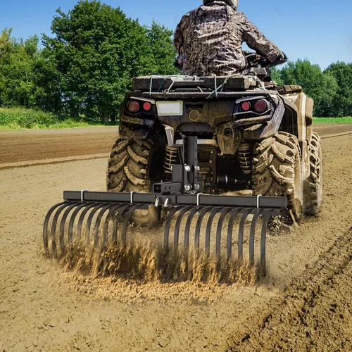Miniatura 6 de YITAMOTOR Rastro de Paisaje para ATV/UTV para la Eliminación de Rocas, Grumos de Hierba y Escombros Compatible con el Elevador de Implemento Manual