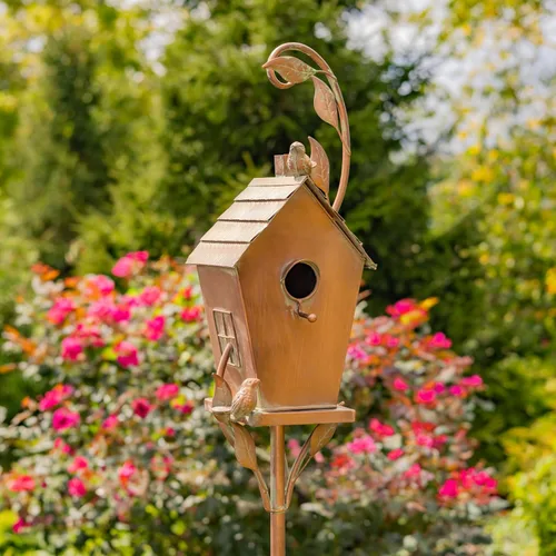 Miniatura 10 de Estacas de jardín de casa de pájaros de diseño de lujo de color cobre (forma de bellota curva)