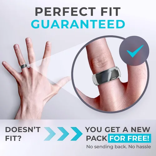 Miniatura 22 de ThunderFit Anillos de boda de silicona para hombre, 0.394 in de ancho y 0.098 in de grosor, paquete múltiple de variedad 1-7