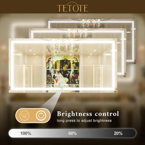 Miniatura 3 de TETOTE Espejo de baño LED de 55 x 36 pulgadas con luces, antiniebla, regulable, iluminado para montaje en pared, espejo maestro de maquillaje moderno