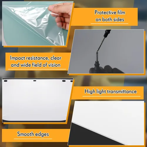 Miniatura 6 de Kingdder 12 protectores faciales transparentes de repuesto para moler y cortar, 15 x 8 x 0.04 pulgadas de seguridad para protección facial