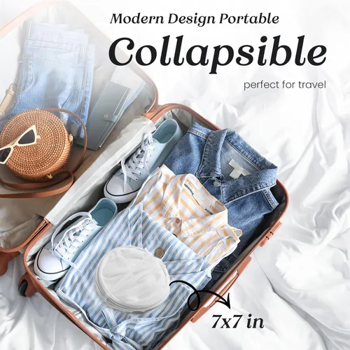 Miniatura 2 de TECHMILLY Cesta plegable de malla para la ropa sucia con asas resistentes y bolsillo lateral, cestas plegables portátiles para ropa para dormitorio