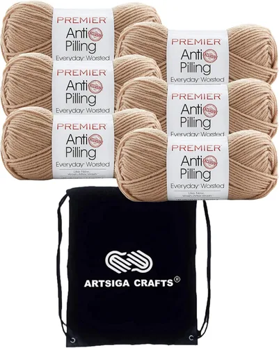 Miniatura 21 de Premier Yarns Everyday Anti-Pelusa Hilo Sólido Verde Pino DN100-8 (6-Madejas - Mismo Lote de Tinta) #4 Peso Estambre Acrílico para Tejer