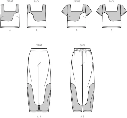 Miniatura 3 de Know Me Misses' - Kit de patrón de costura de tops cortos y pantalones sin botones, código de diseño ME2033, tallas 8-10-12-14-16
