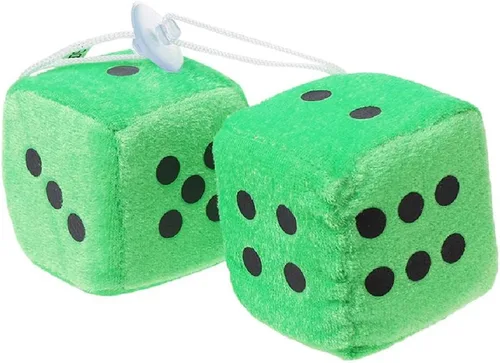 Miniatura 3 de Paquete de 2 dados peludos para espejo de automóvil, 6 opciones de color, dados colgantes de felpa con ventosa fuerte, accesorio clásico retro