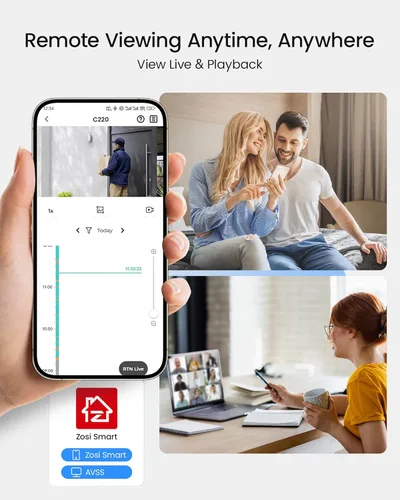 Miniatura 8 de ZOSI C220 8CH 4MP QHD 2.5K PoE Sistema de cámara de seguridad para el hogar, NVR de 8 canales 5MP 3K con 2TB HDD para grabación 24/7, 4 x cámaras IP