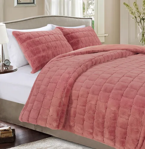 Miniatura 13 de Elegant Comfort Lujoso juego de edredón de piel sintética esponjosa de 3 piezas – Alternativa de plumón cálida para todas las estaciones – Ultra
