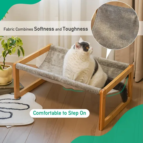 Miniatura 2 de Kiplant Cama elevada para gatos, hamaca grande para exteriores, muebles de mascotas de 25 x 16.5 pulgadas para gatitos, cachorros, conejos, Gris