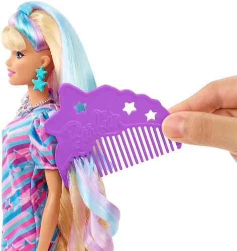 Miniatura 5 de Barbie Muñeca Totally Hair, temática de estrellas con cabello de fantasía de 8.5 pulgadas y 15 accesorios de peinado