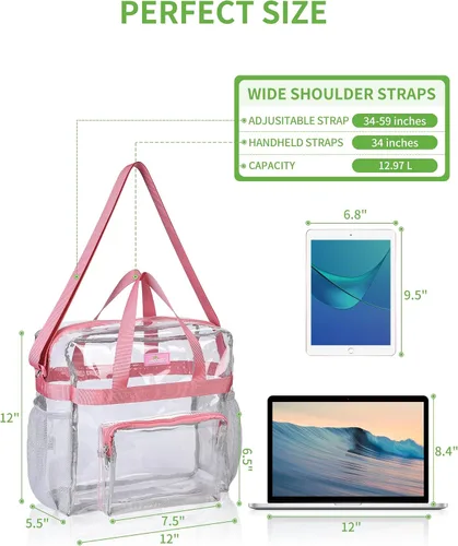 Miniatura 27 de MAY TREE Bolsa transparente para eventos en estadios de 12 x 6 x 12 pulgadas, bolsa de almuerzo transparente con correas reforzadas para trabajo