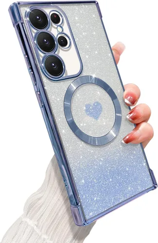 Miniatura 28 de ZONRW Funda magnética para Samsung Galaxy S22 Plus, para mujeres y niñas, chapado de lujo suave, con purpurina degradada, lindo corazón, compatible
