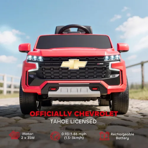 Miniatura 3 de Aosom - Automóvil con licencia Chevrolet Tahoe de paseo, batería de 12V 7AH, juguete eléctrico con control remoto para padres, luces LED, música