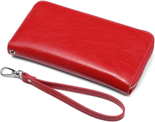 Miniatura 5 de JEEBURYEE Carteras para mujer RFID bloqueo de cuero cremallera alrededor de la muñeca embrague bolsa de viaje
