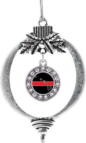 Miniatura 206 de Inspired Silver - Bonita bandera estadounidense - Adorno de Navidad plateado - Adorno de árbol de Navidad con dije circular con circonita cúbica