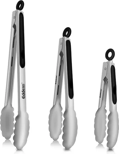Pinzas para cocinar – Pinzas de cocina de acero inoxidable de 600 grados resistentes al calor, pinzas de bloqueo de metal resistente, perfectas para