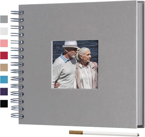 Miniatura 17 de Álbum de fotos para scrapbook DIY de 10 x 10 pulgadas con cubierta de diseño de ventana, 80 páginas, libro de recuerdos de papel para manualidades