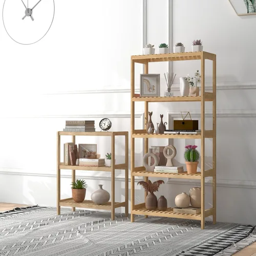 Miniatura 7 de estante de bambú para baño, soporte de almacenamiento multifuncional de 3 niveles, para baño, cocina y sala de estar, soporte para plantas y flores