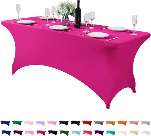 Miniatura 153 de Mantel de elastano para mesas de 4, 6 u 8 pies, mantel elástico universal ajustable para fiestas, banquetes, bodas y eventos - Verde manzana
