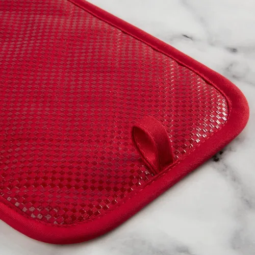 Miniatura 4 de KitchenAid Juego de 2 soportes para ollas a cuadros, rojo pasión, 7 x 10 pulgadas