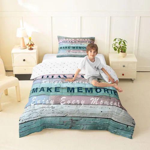 Miniatura 43 de Juego de ropa de cama King para casa del lago, juego de edredón de paleta de madera retro para regalos para amantes del lago, inserto de edredón