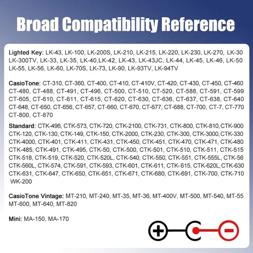 Miniatura 3 de Adaptador de corriente de 9 V compatible con teclado Casio AD-5, AD-5MU, WK-110, WK-200, LK-100, LK-220, CTK-496, CTK-573, CTK-700, CTK-710