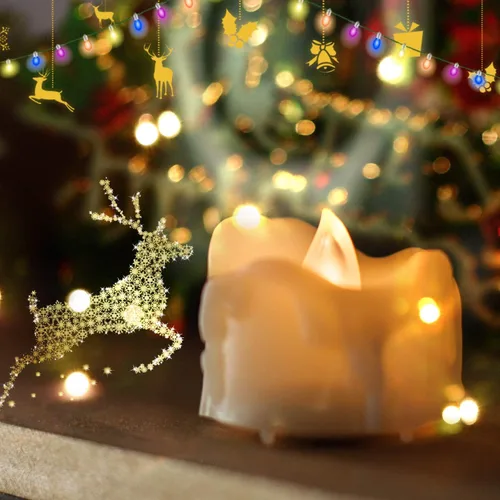 Miniatura 6 de Velas pequeñas de luz led, efecto de llama parpadeante, con pilas y control remoto. Luces decorativas para bautismo, bodas, fiestas, regalos. 6