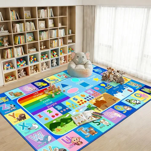 Miniatura 16 de Alfombra infantil para sala de juegos, dormitorio, 2.5 x 4 pies, alfombra educativa ABC para aula, guardería, alfombra antideslizante de aprendizaje