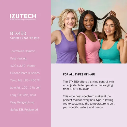 Miniatura 7 de IZUTECH BTX450 One Inch Styler Algodón Rosa