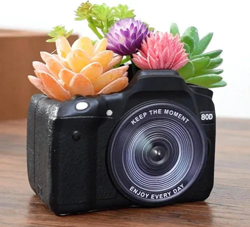 Miniatura 6 de Maceta Decorativa con Forma de Cámara Regalo de Planta - Decoración de Escritorio Maceta para Suculentas para Plantas de Interior Decoración