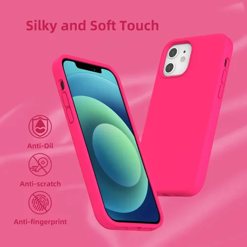 Miniatura 4 de Funda de silicona líquida compatible con iPhone 12/12 Pro, color rosa intenso [Protección contra caídas]