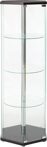 Miniatura 5 de Coaster Home Furnishings - Zahavah - Armario hexagonal de 4 estantes con puerta magnética a presión para abrir y vidrio templado transparente