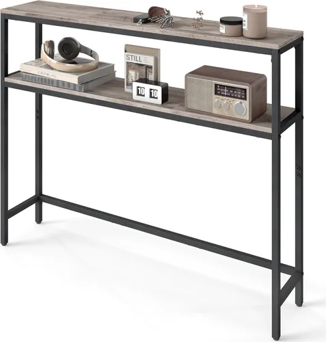 Miniatura 7 de VASAGLE Mesa consola, mesa de sofá estrecha de 2 niveles con 2 estantes, 7.9 x 31.5 x 31.5 pulgadas, para sala de estar, pasillo, entrada, gris