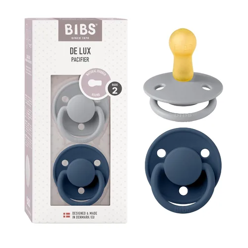 Miniatura 19 de BIBS De Lux - Paquete de 2 chupetes para bebé, fabricados en Dinamarca, chupete simulado sin BPA, pezón redondo. látex de goma natural, talla 1