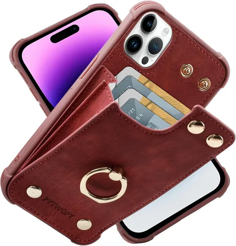 Miniatura 13 de Funda tipo cartera compatible con iPhone XR/10R con tarjetero de crédito, funda protectora de cuero a prueba de golpes compatible con anillo