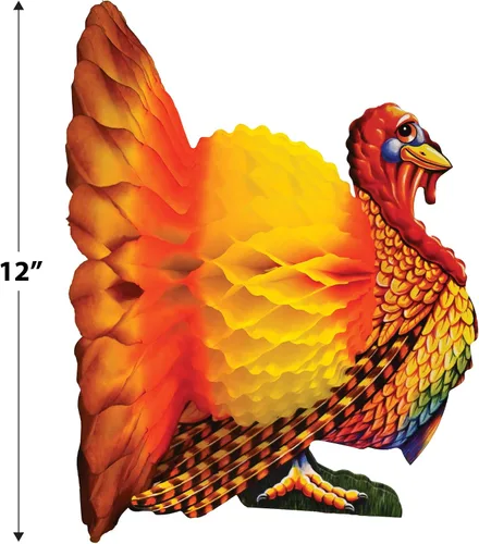 Miniatura 4 de Beistle Centro de mesa de papel de seda de pavo para fiesta de Acción de Gracias, otoño, cosecha, decoración del hogar, Pkg/1