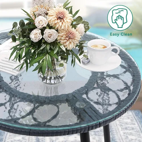 Miniatura 4 de YITAHOME Muebles de patio en forma de L para exteriores, juego de sofá seccional para patio trasero, porche con cojines gruesos, tumbona gris + azul