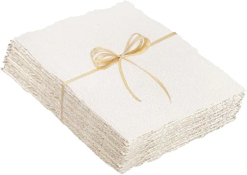 50 hojas de papel para acuarela de 4 x 6 pulgadas, 300 g/m², papel de borde deshilachado, papel hecho a mano, papel de algodón para acuarelas,