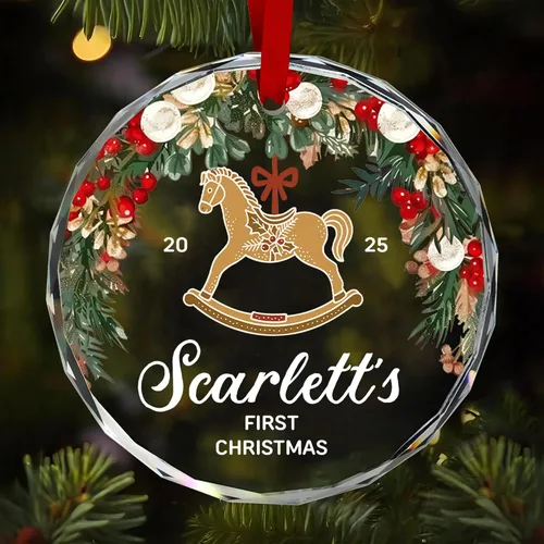 Miniatura 23 de Adorno personalizado de cerámica para la primera Navidad del bebé 2025 – Recuerdo navideño de copo de nieve personalizado con nombre, nuevo adorno
