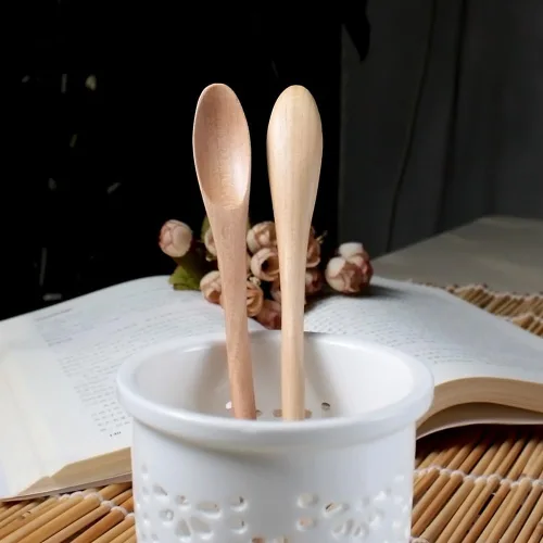 Miniatura 7 de Meiyahome - Cuchara helada de 8.3 in, cuchara ovalada de madera de 8 pulgadas, cuchara elíptica, cuchara agitadora de madera maciza, mango redondo