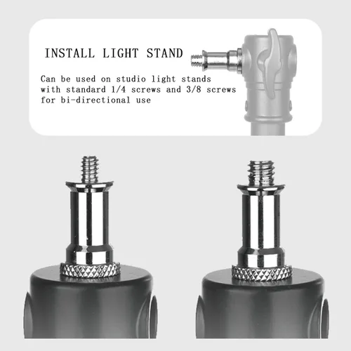Miniatura 4 de KuuGuu Adaptador de trípode de tornillo roscado, convertidor de metal estándar de 1/4 a 3/8 pulgadas, adaptador de espiga para soporte de flash
