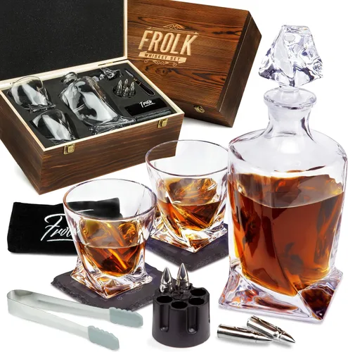 Miniatura 9 de Juego de decantador de whisky para hombre, decantador de bourbon trenzado, 2 vasos, 2 piedras de whisky de acero inoxidable XL, bolas, 2 posavasos