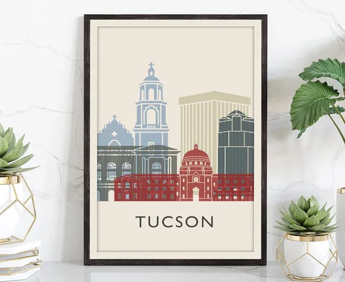 Miniatura 45 de Póster de ilustración de Albuquerque, póster de horizonte de Albuquerque, impresión de paisaje urbano y monumento, ilustración de arte de pared