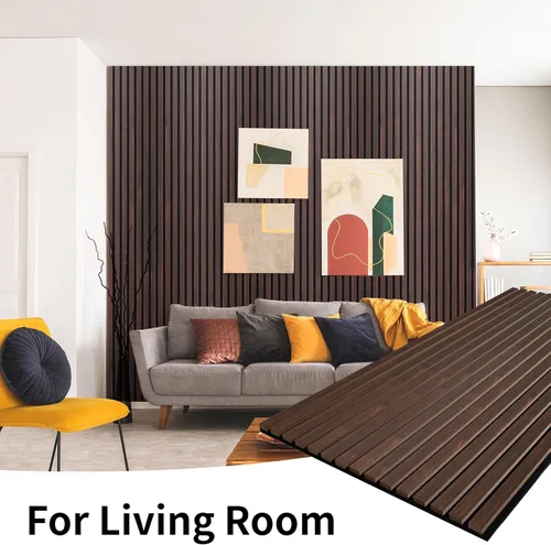 Miniatura 8 de AMZDEPOT Panel de pared de listones de madera, paneles de madera de 48 x 24 pulgadas para pared, paneles de pared insonorizados 3D, paneles Nogal