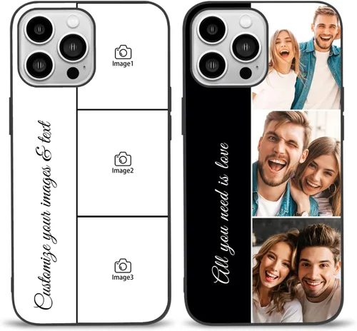 Easycosy Fundas de teléfono personalizadas con fotos para 17 16 15 14 13 12 11 Pro/Max/Mini XR X Xs Max Funda de iPhone personalizada con múltiples