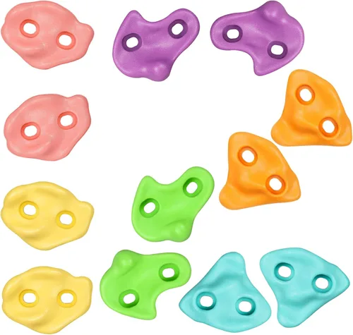 TOPNEW Juego de 12 soportes de escalada para niños, kit de escalada de pared con accesorios para pared de escalada en interiores y exteriores, color