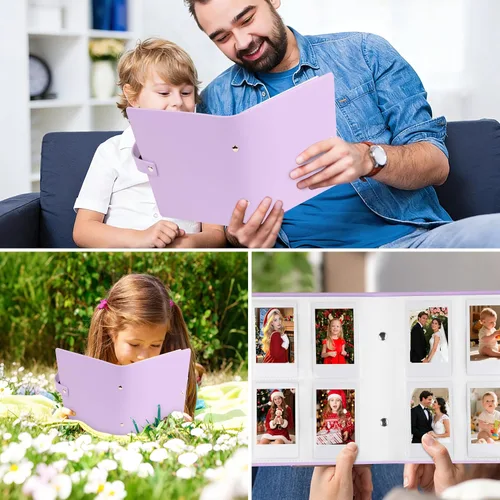 Miniatura 3 de Ruibytree Mini álbum de fotos con 256 bolsillos para cámara instantánea Fujifilm Instax Mini 12, 11, 9, 8+ 8, LiPlay, álbum de imágenes para Morado