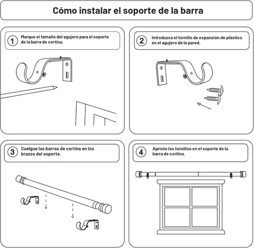 Miniatura 7 de Byondeth - Cortineros para ventanas de 16 a 48 pulgadas o 60 pulgadas, longitud ajustable, 1 pulgada de diámetro, cortinero con remates de aluminio