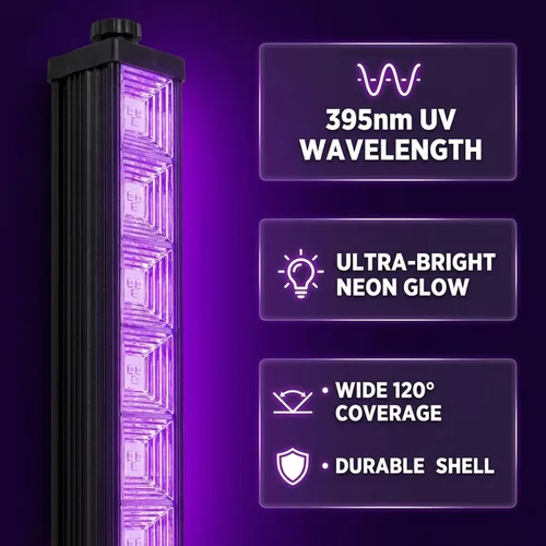 Miniatura 2 de Barra de Luz Negra LED de 45W, Luz Negra con Cable de 6.6 pies + Interruptor, Ilumina 26x26 pies, Brilla en la Oscuridad para Halloween, Fiesta